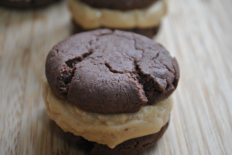 choc pb sandwich cookie close up